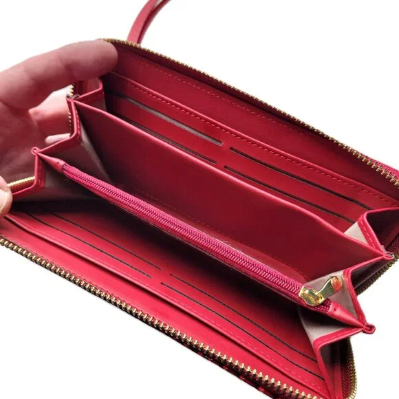 Raised Crocodile Embossed Leather Zipper Wallet Clutch Wristlet Card Holder - Picture 7 of 8